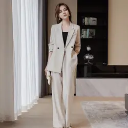 Lady Commute Outfit Elegant Women's Formal Suit Set with Turn-down Collar Jacket Pure Color Trousers Stylish for Commuting