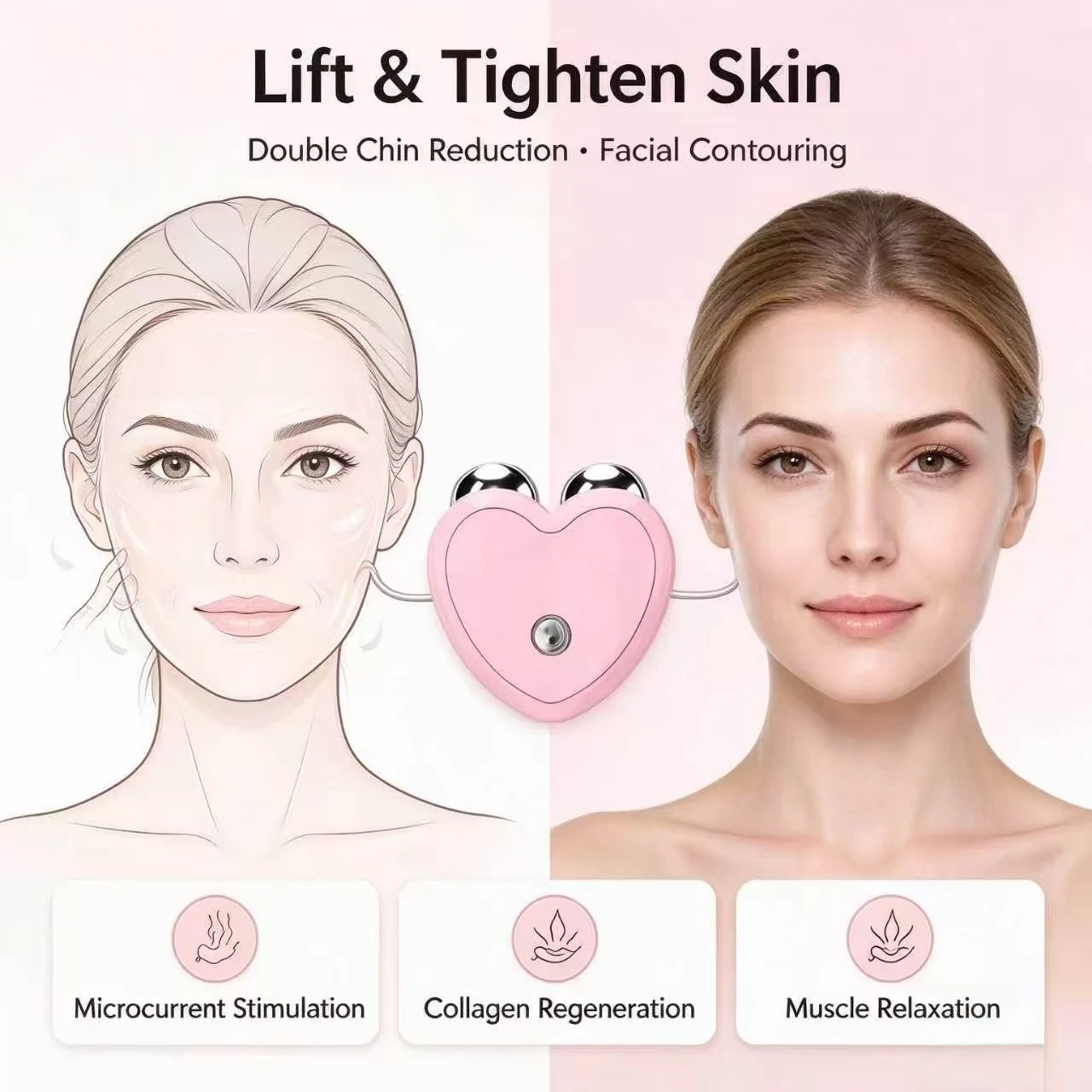 Sonic Vibration Facial Massager EMS Microcurrent Roller Face Lifting Skin Tighten Anti Wrinkle Rejuvenation Beauty Device