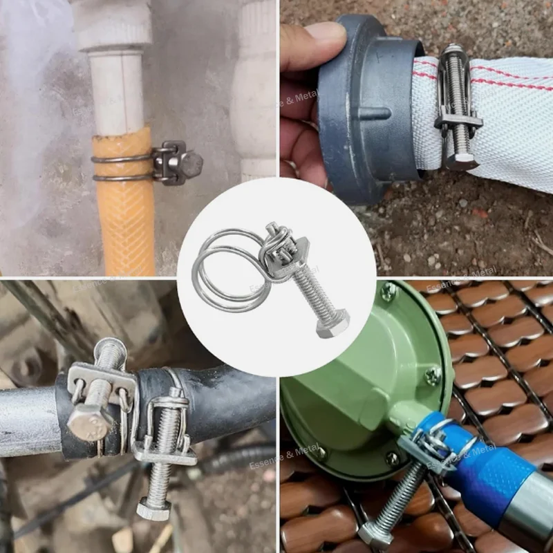 1-3pcs Double Line Hose Clamp TA2 Pure Titanium Adjustable Double Line Hose Clamp 10mm-200mm Suitable for Water Pump Water Pipes