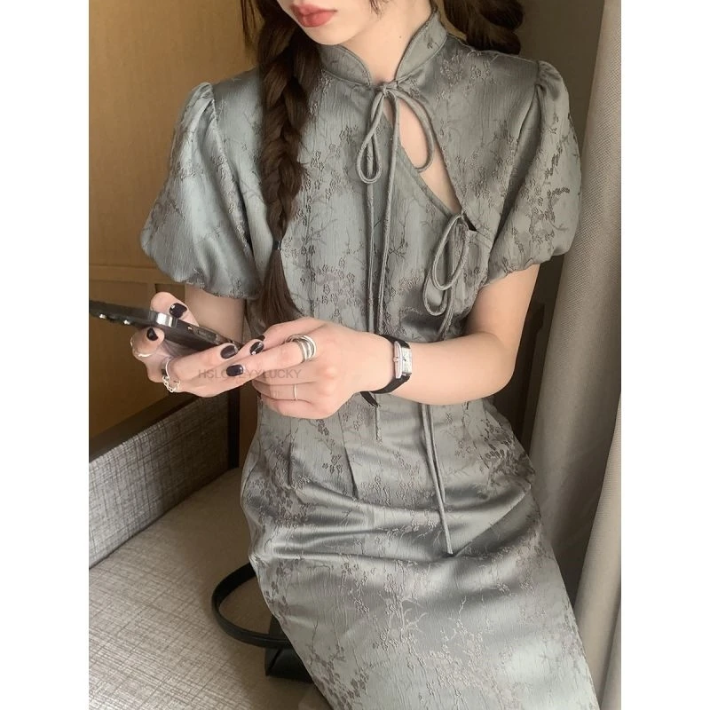 New Chinese Style Improved Qipao Dress women's Chinese Style Split Long Skirt Modern Daily Sexy Cheongsam Lady Daily Qipao Dress