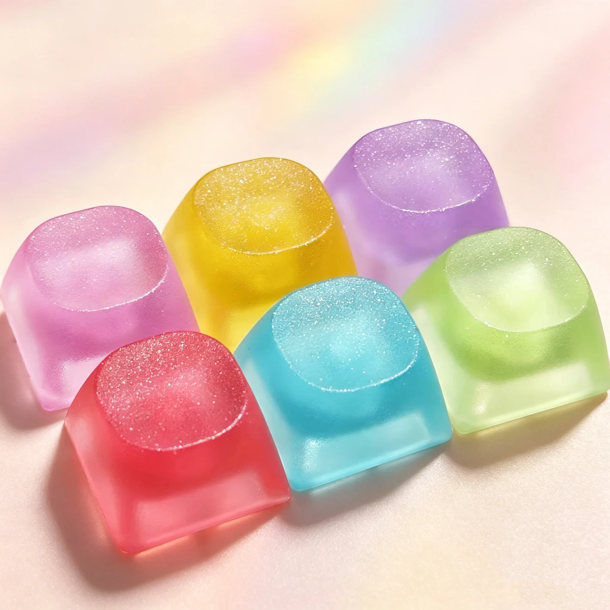 1pcs Resin Keycap Color Frosted Shine Through Sugar Yellow Blue Red Purple Pink Green Keycaps for MX Mechanical Keyboards