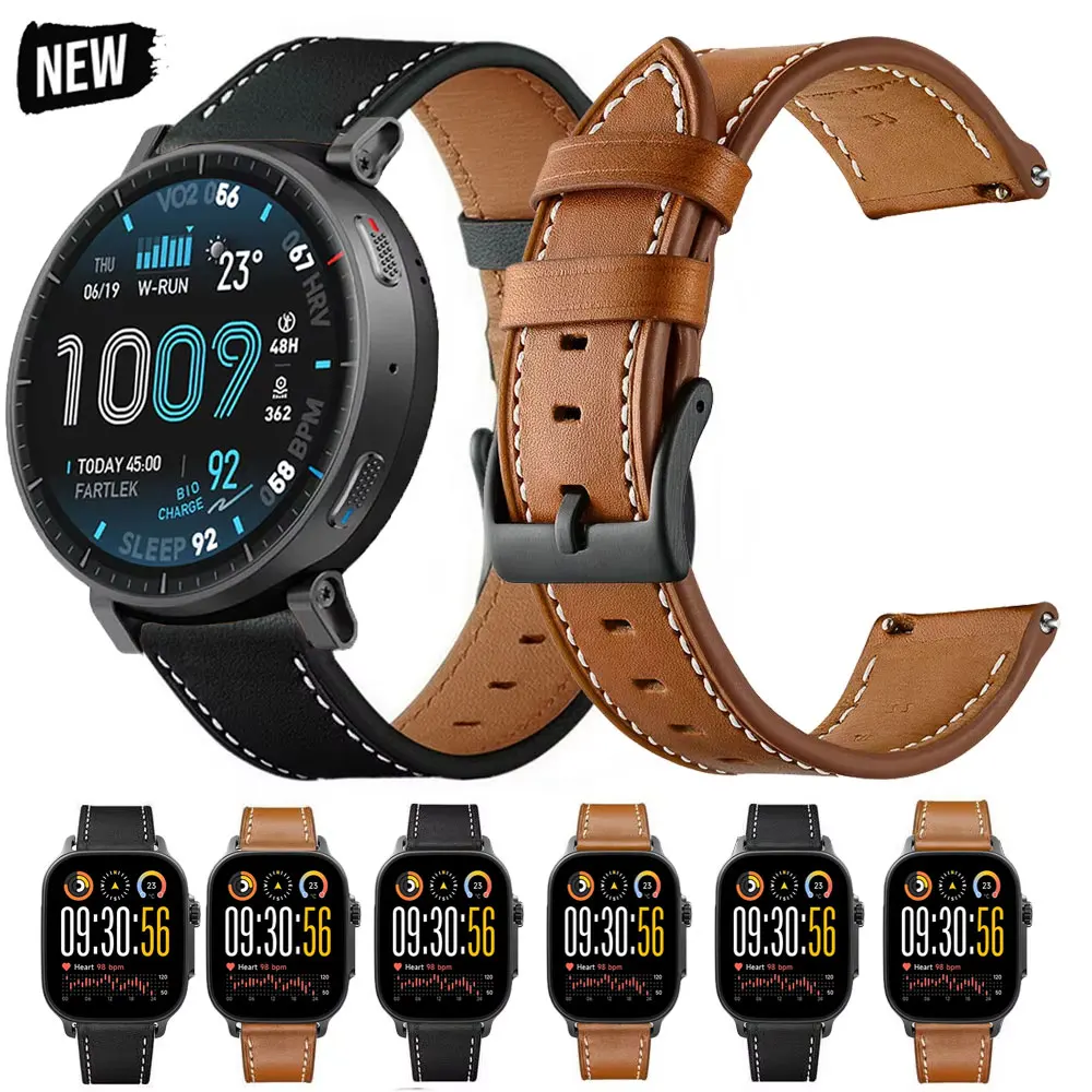 

Кожаный ремешок 22 мм для Zeblaze Vibe 8/7/7Pro/Stratos 4/3/2, браслет Ultra Btalk 3 для Amazfit Active Max 48 мм/BALANCE 2, ремешки