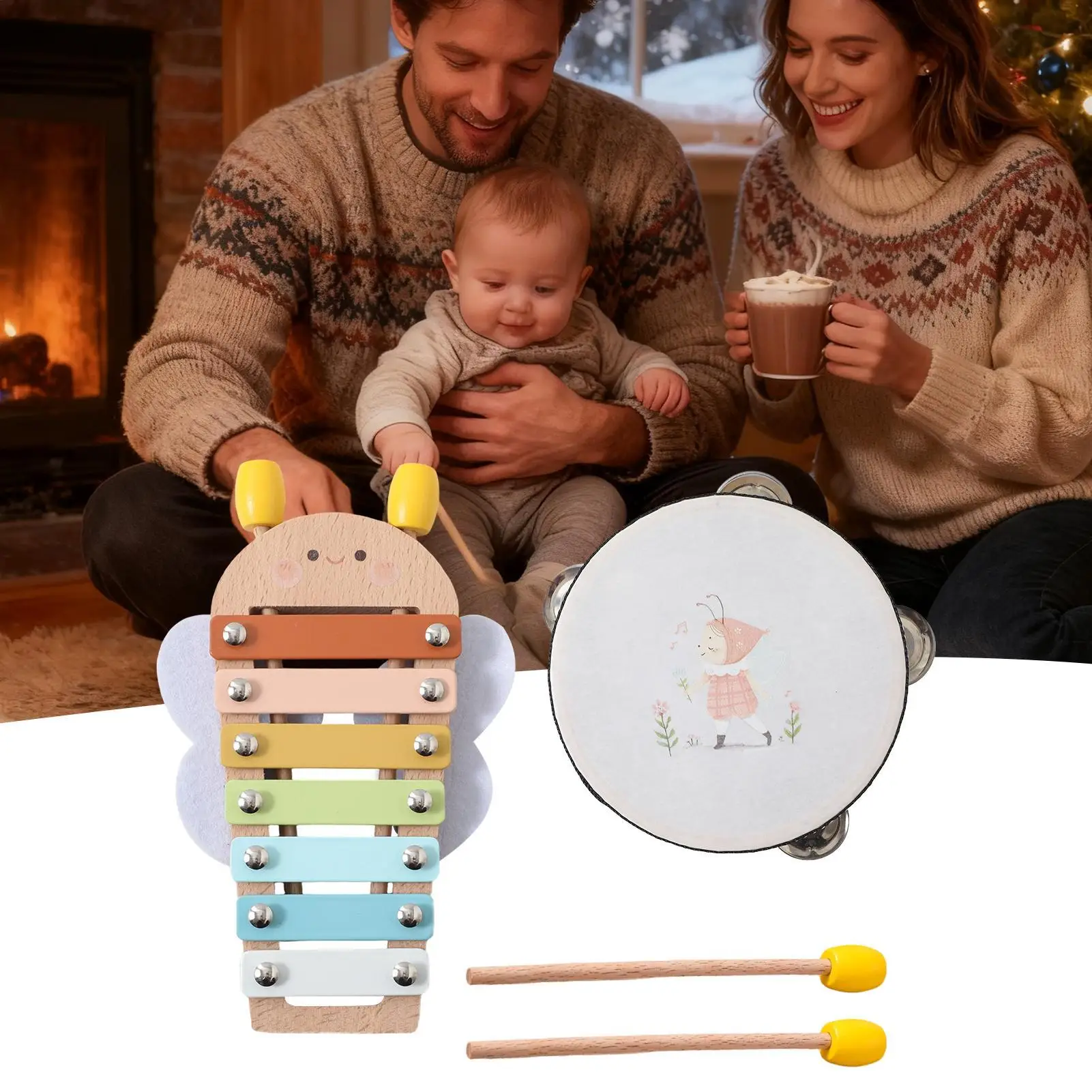 Houten xylofoon voor kinderen Educatief speelgoed Muziekinstrument 6-12 maanden Jongens Meisjes Verjaardag Kerst Speelkamer