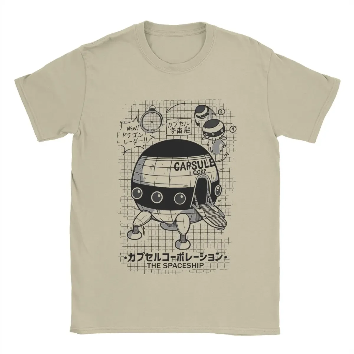 Men T-Shirts Capsule Corp Spaceship Funny 100% Cotton Tee Shirt Short Sleeve Anime DBZing T Shirt Crew Neck Tops Gift Idea