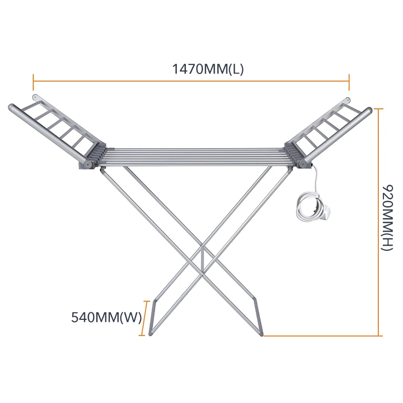 UKCA Certified Indoor Electric Clothes Dryer Aluminum Heated Cloth Airer Automatic Type 1-Year Warranty for Household Use