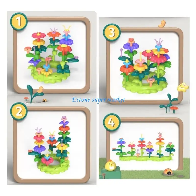 090B Gardening doet alsof speelgoedsteel speelgoedbloembouwsteen stapelspel voor peuterbloemtuin bouwstenen speelgoed