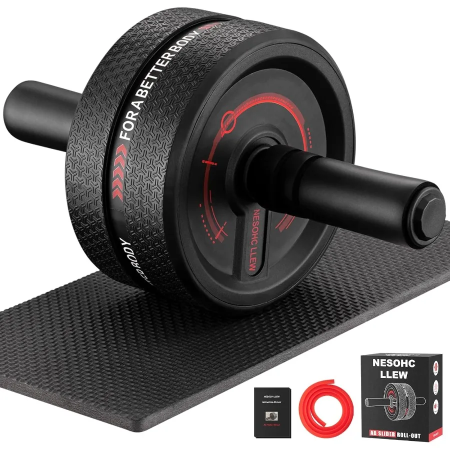 

Тренажер для пресса Ab Roller Wheel для мужчин и женщин, с расширенным резиновым покрытием 3.4, улучшенным захватом, выдерживает до 490 фунтов, черный
