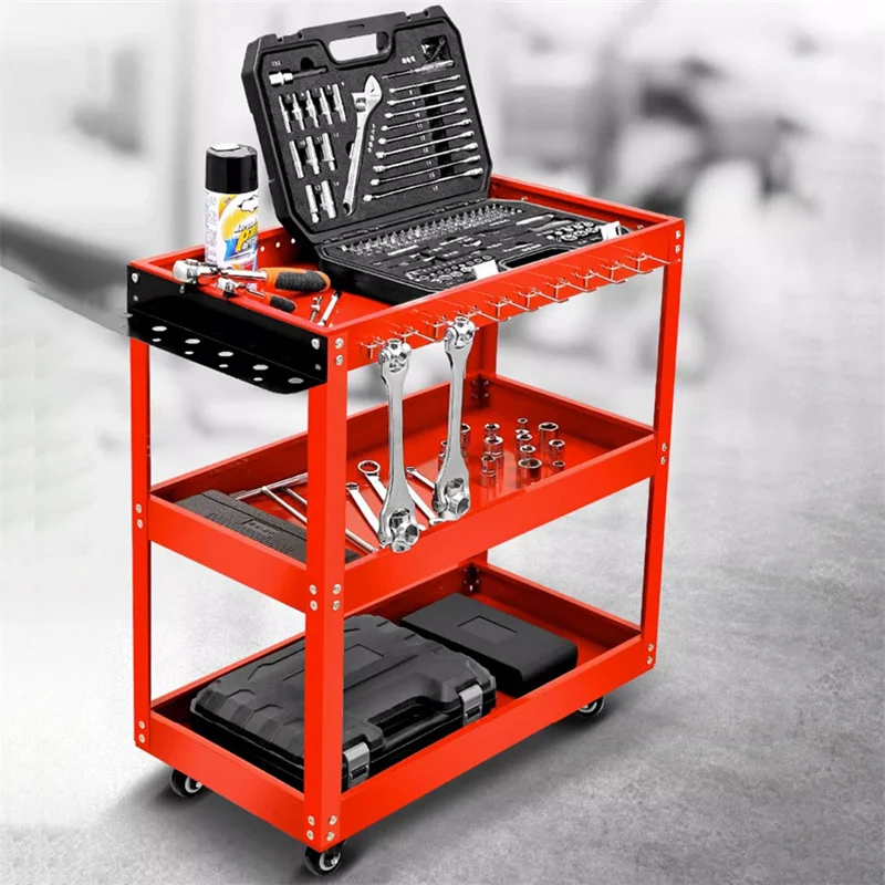 Auto Repair Repair Tool Car Three-tier Trolley Car Mobile Repairer Multifunctional Mechanical Workshop Tools Cart Shelf Layer