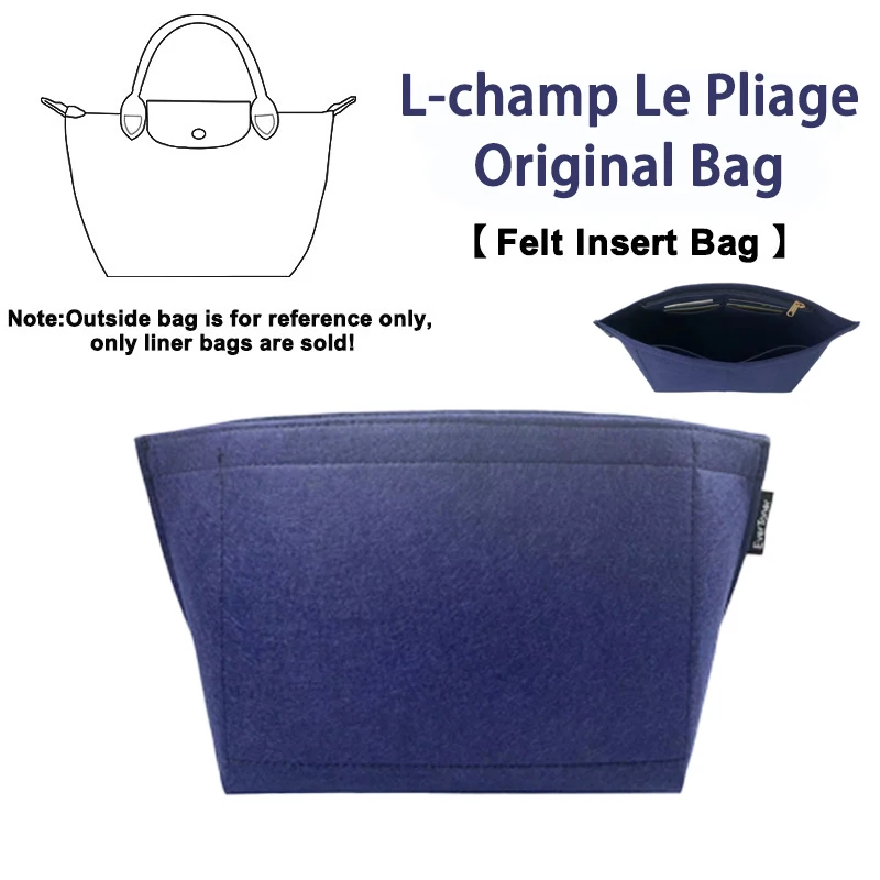 EverToner Durable Storage Insert Bag Portable Multi-Pocket Linner Bag Fits for Long-chmp Handbag Travel Felt Organizer