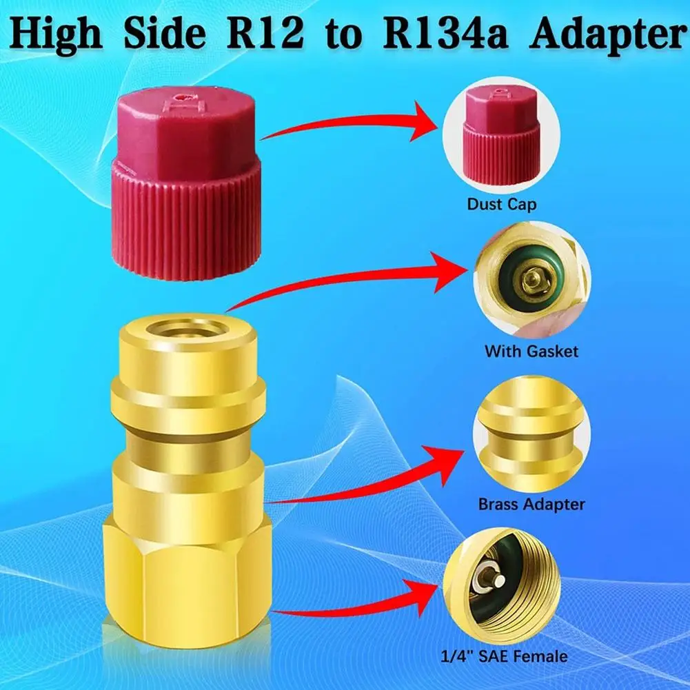 Kit de conversión R12 a R134a, accesorios de desconexión de reequipamiento de llenado de aire acondicionado, acopladores SAE, puerto de válvula, adaptador rápido 1/4 L1H5