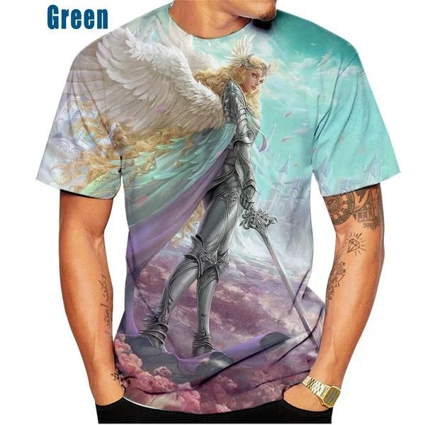 Hot Sale! Fashion T-shirt Men/Women Summer Outdoor Casual 3d Tshirt Print Angel Tops Tees T-Shirt