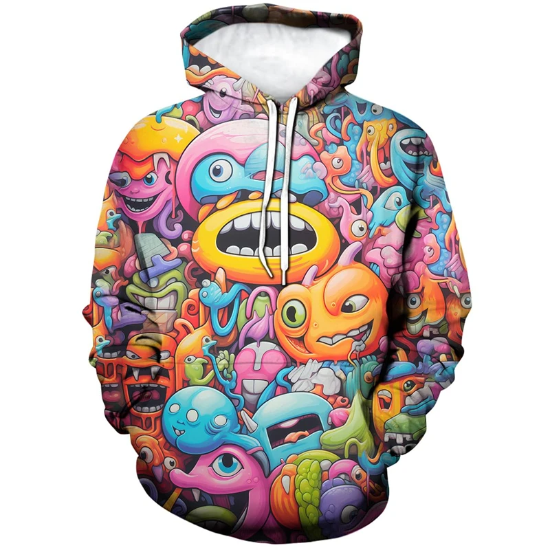 Graffiti Comics Graphic Sweatshirts Personalized Abstract Pattern Hoodies For Men Clothes Casual Unisex Hoodie Boy Streetwear