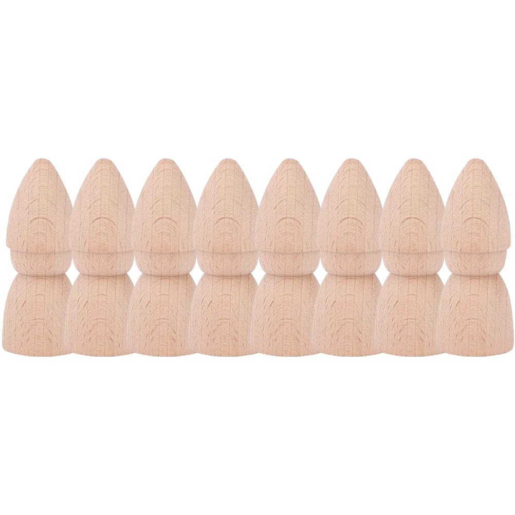 8Pcs Smooth Surface Unpainted Wooden Peg People DIY Handmade Decorative Adornments Unfinished Wooden DIY Graffiti