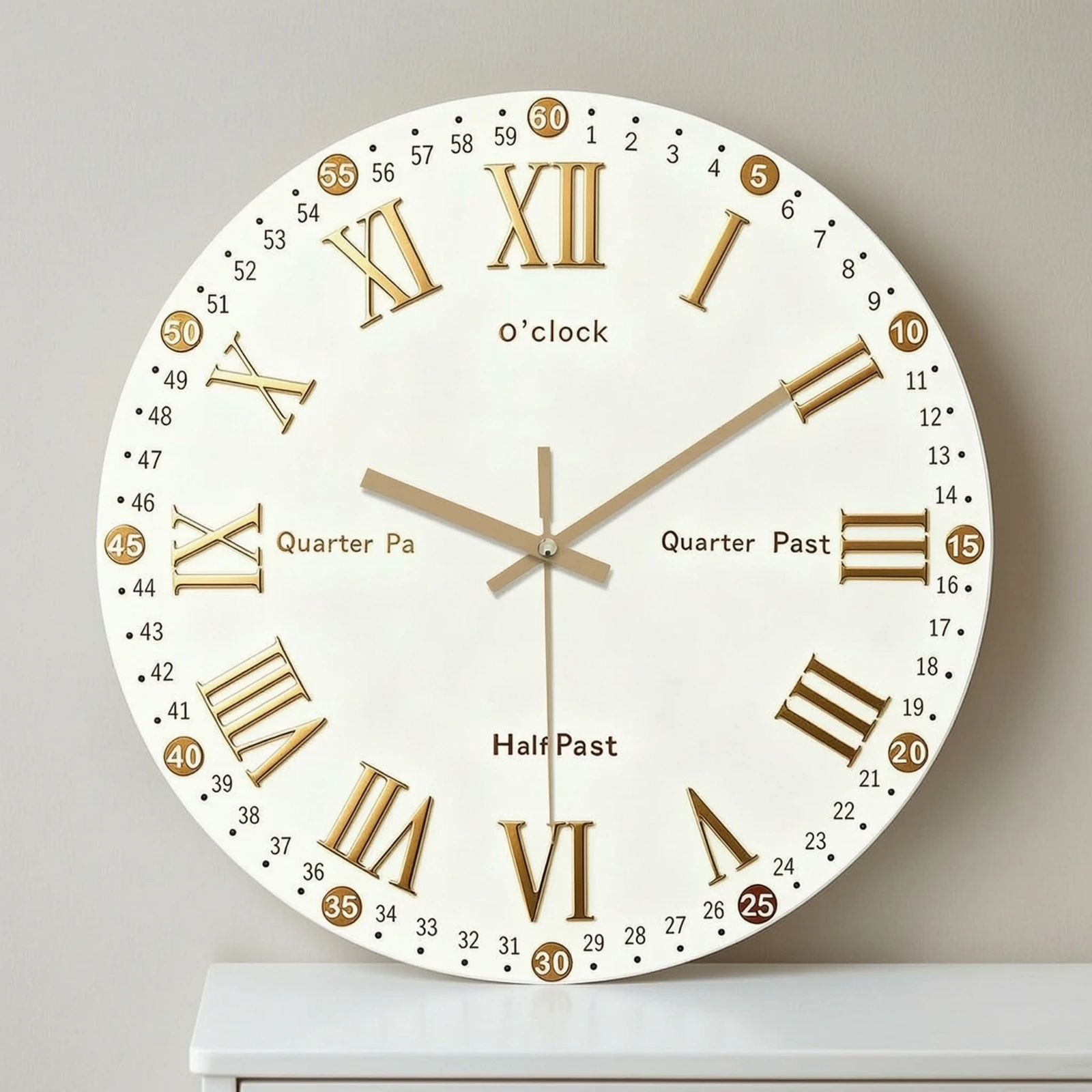 Educational Wall Clock Easy-to-Read Silent Wall Clock Non-Ticking Visual for Children, Classroom, Homeschool