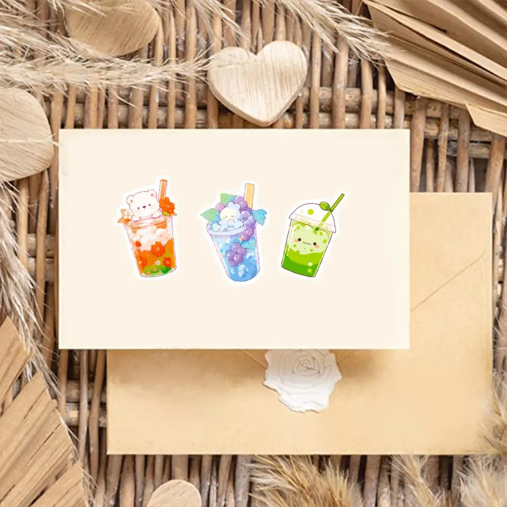 Decorative Bubble Tea Stickers Bubble Milk Tea Stickers 50pcs Bubble Milk Tea Sticker Set Self-adhesive Waterproof Pvc for Phone