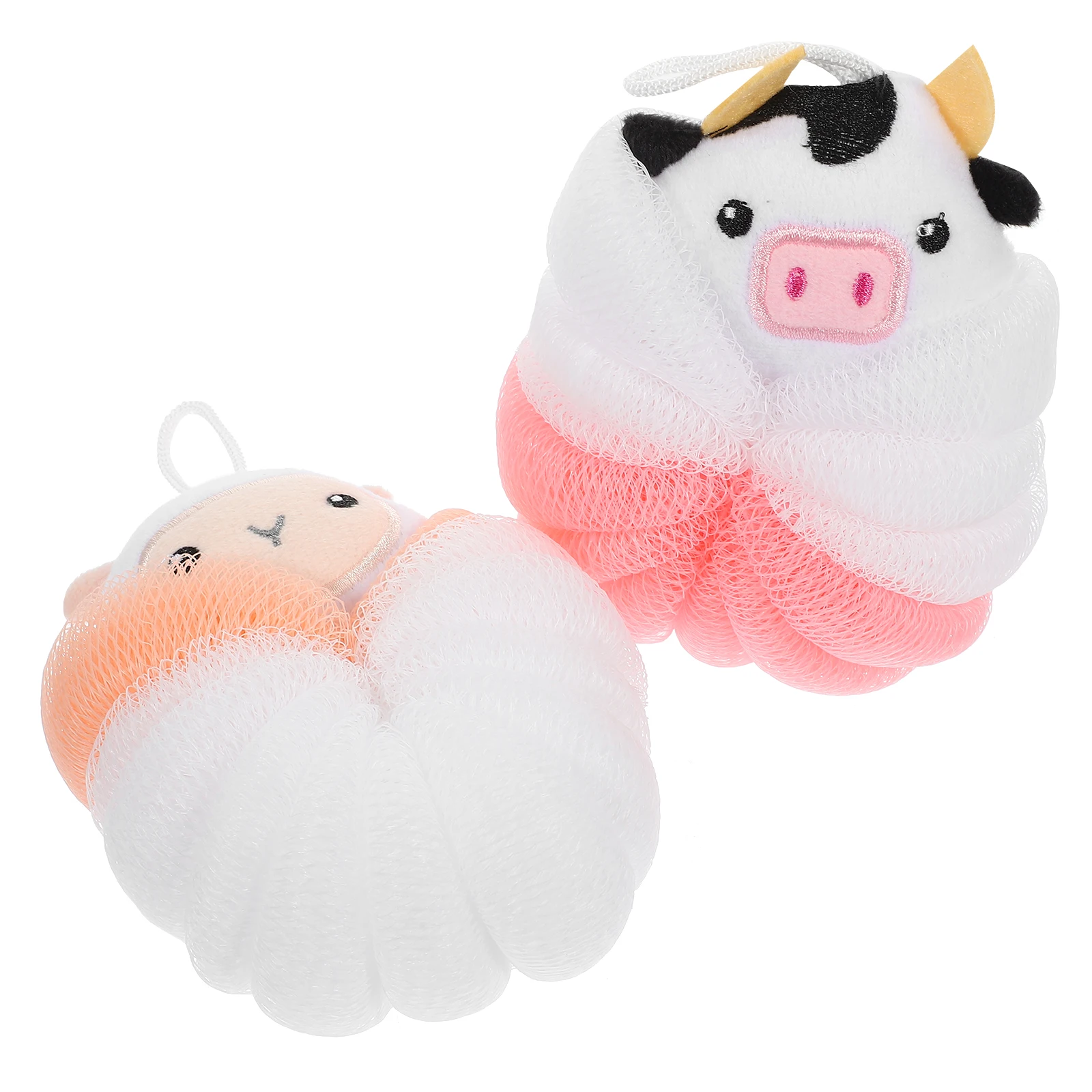 

2Pcs Animal Cartoon Bath Balls Durable Soft Body Scrubber Exfoliating Shower Loofah for Skin Cleaning Shower Loofah for Body
