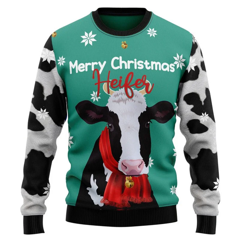 2026 New Christmas Sweaters Vintage Animal 3D Pattern Round Neck Sweater Man Women Y2k Casual Fashion Long Sleeve Pullovers Tops