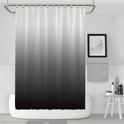 Blue Green Gradient Bathroom Curtain Simple Black Shower Curtain Bathroom Polyester Waterproof Fabric Trim Hooks  Shower Curtain