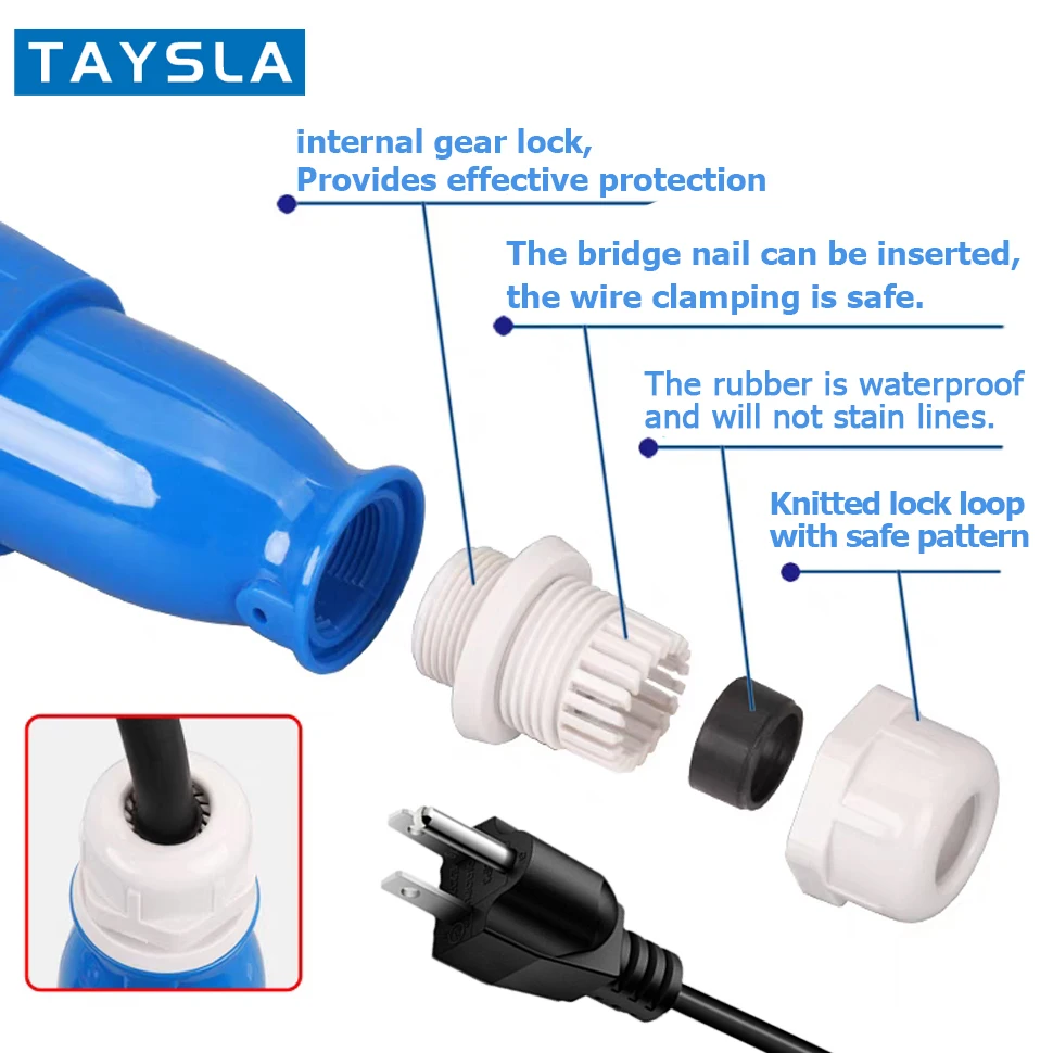 TAYSLA EV Portable Charger Schuko Plug To CEE Blue Power Female Plug Socket Adapter Blue CEE Connector 7KW 32A to 3.5KW 16A