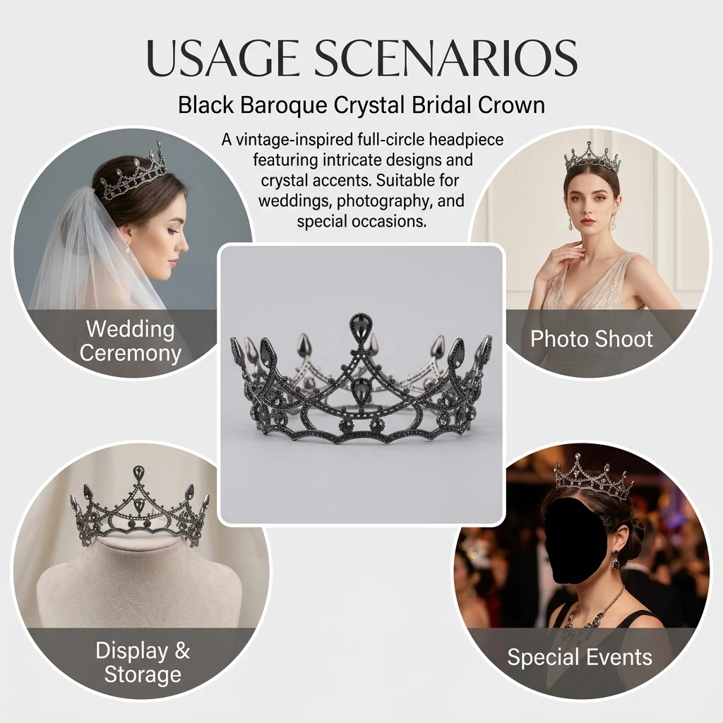 1pc Baroque Crystal Crown Elegant Retro Style Bridal Headpiece for Wedding Party Prom Queen Accessories Lightweight Alloy view 6