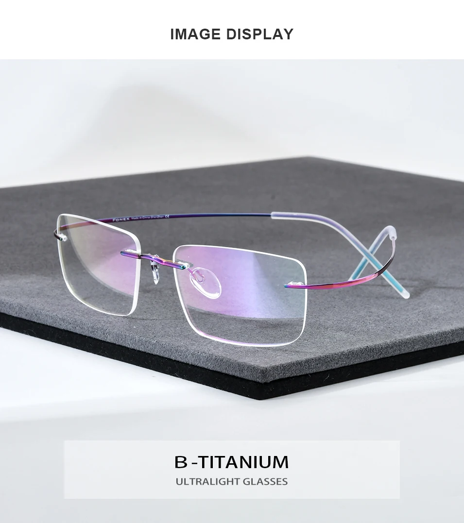 FONEX Randlose Titanbrille für Herren, Markendesign, rahmenlose Brillen für Damen, hochwertige, ultraleichte japanische Brillen 85707 – Detail 2
