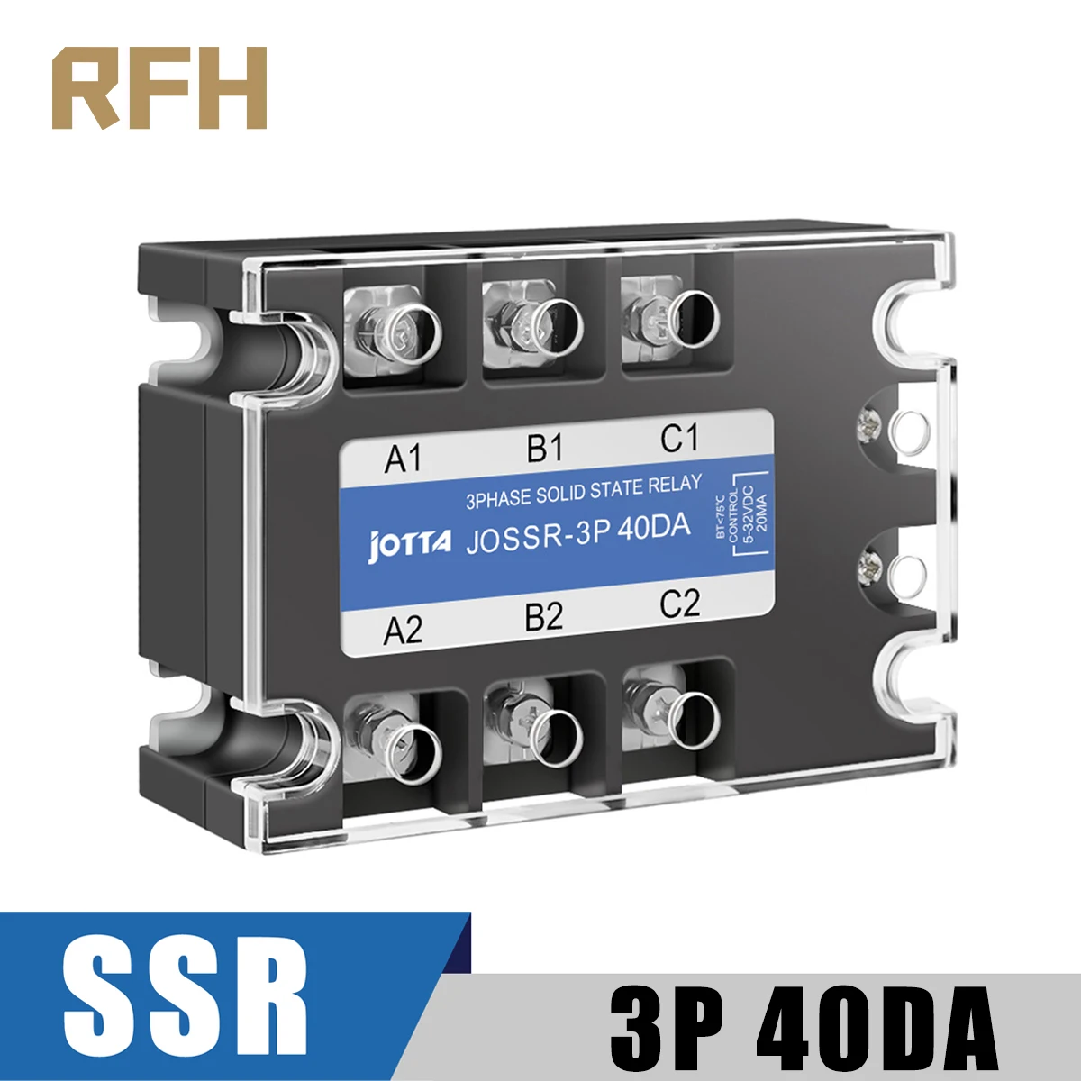 SSR 40DA 3 Phase 40A Three Phase SSR 3-32VDC Control 24-480VAC Solid State Relay Three DC-AC