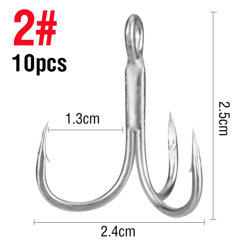 

10Pcs Treble Hook Salt Water Triple Super Sharp Sea Fishing Anchor Rust-Proof Fishhook Tuna Fishing Jigging Hooks