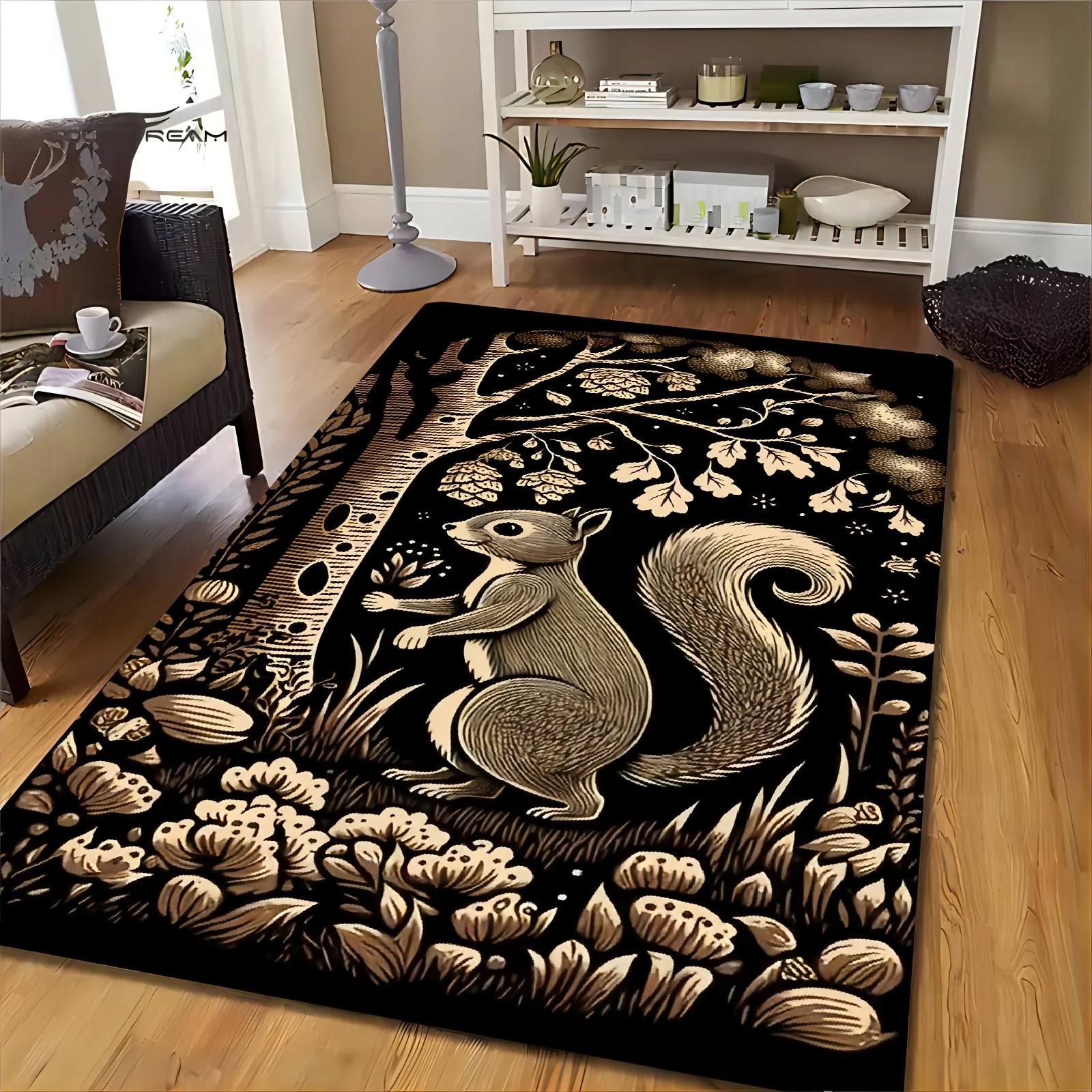 Squirrel‑Printed Rug, Animal Decor for Entryway, Bedroom, Living‑Room & Indoor Home Use