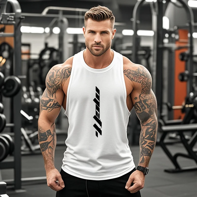

Men's Running Vests Summer Cotton Bodybuilding Stringer Tank Tops Fitness Sleeveless T-Shirts Y Back Muscle Shirt Gym Clothing