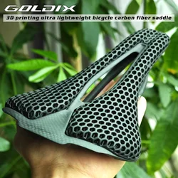 GOLDIX-sillín de carbono para bicicleta con impresión 3D, asiento ultraligero para carretera, MTB, carreras, cojín, accesorios