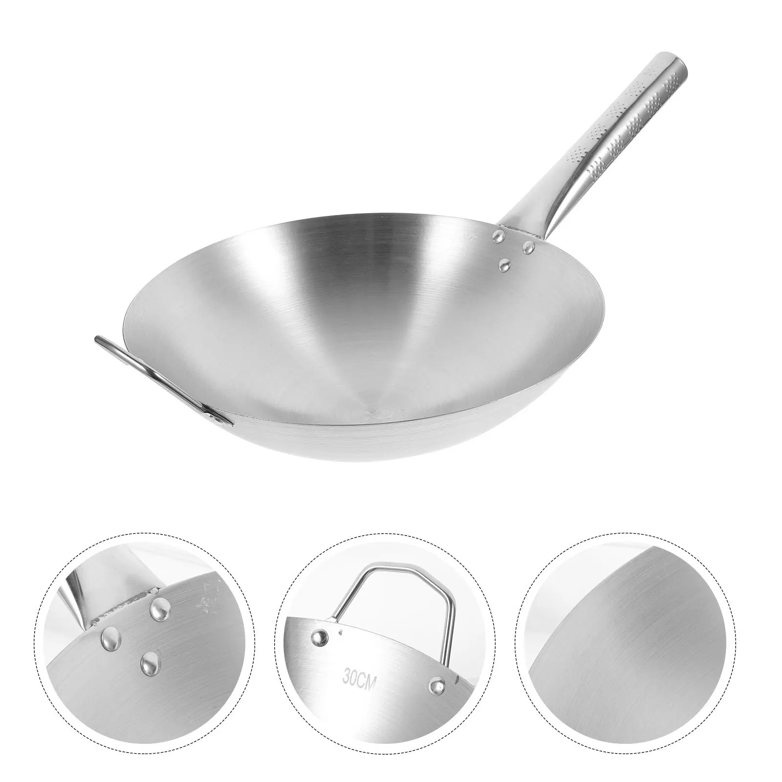 

Сковорода из нержавеющей стали с антипригарным покрытием, вок для газовой электрической индукционной плиты, кастрюля, кухонная утварь, бытовой ресторан, длинная