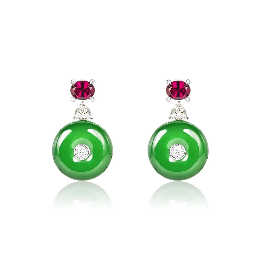 

Elegant S925 Sterling Silver Jewelry High Carbon Diamond Natural Chalcedony Round Stud Earrings for Women New Year Gifts