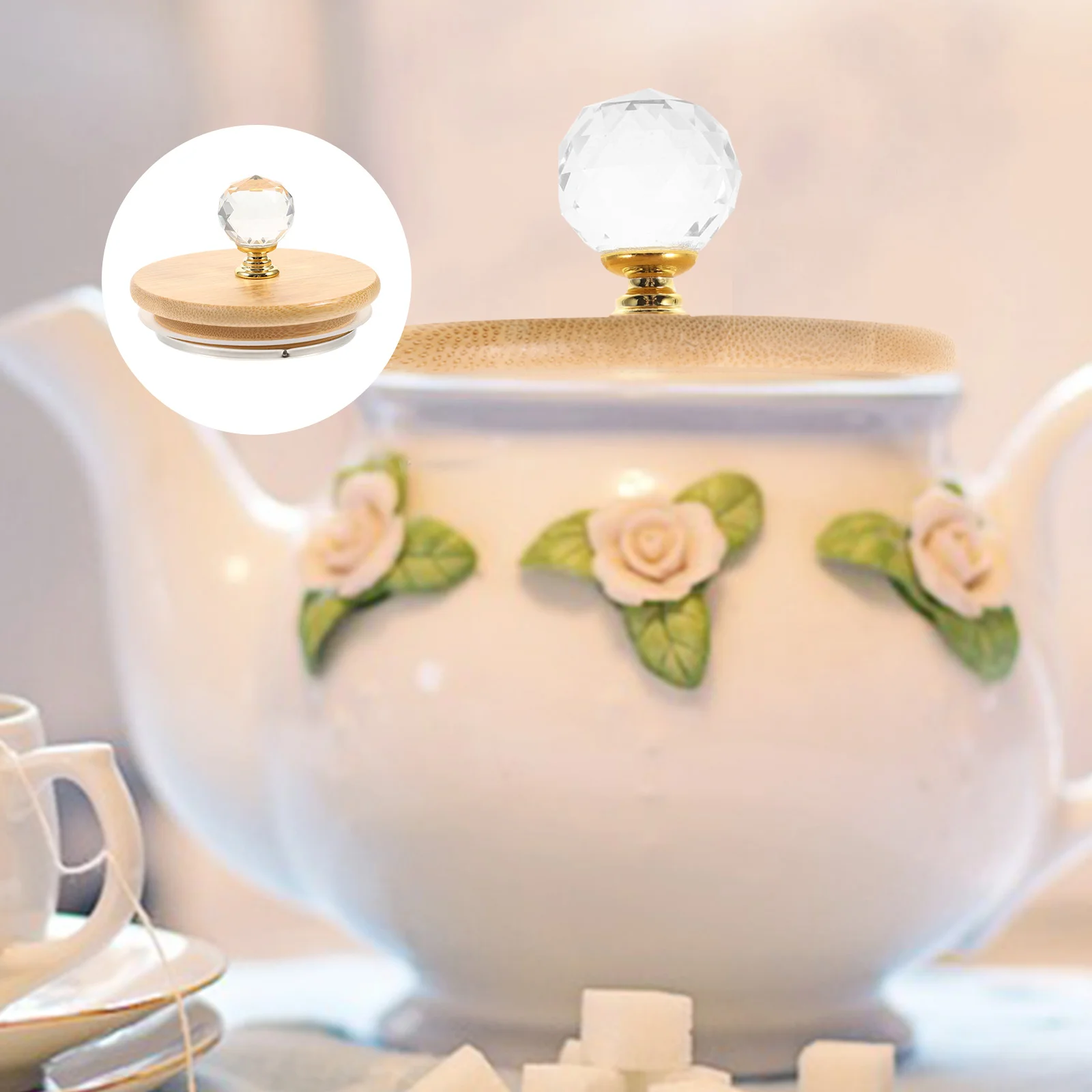 

Water Pitcher Lid Replacement Silicone Wooden Handle Airtight Leak-Proof Cover For Kitchen Jug Home Use Pitcher Accessory