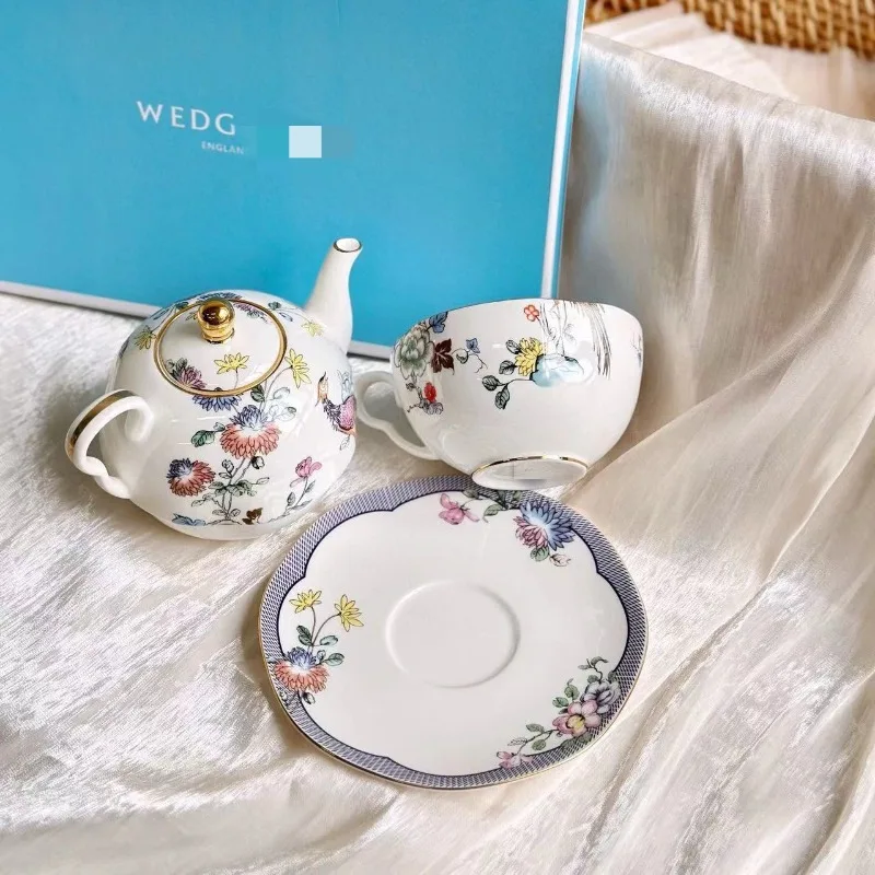 Deluxe Ceramic Coffee Cup Set Bone China Cup & Saucer Shihshi Pot European Color Peacock Tea Set Gift Set Coffee Accessories