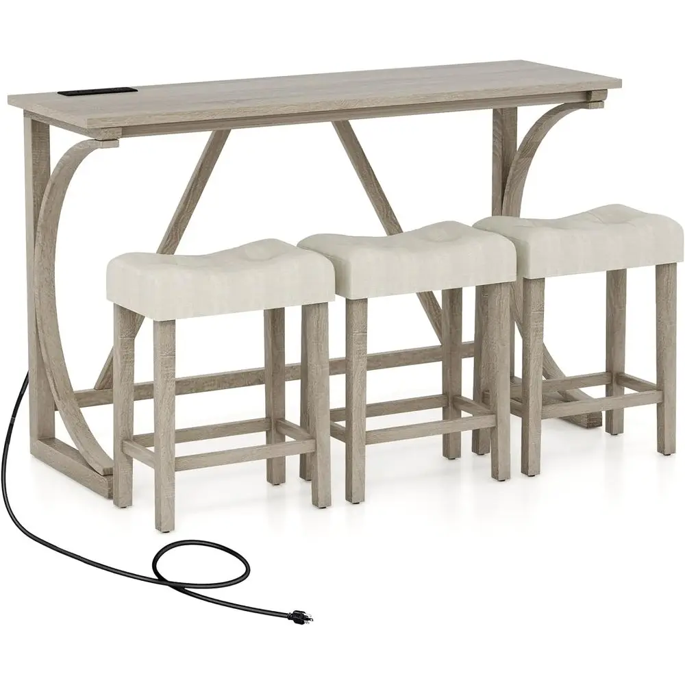 

Набор обеденных столов — набор барных столов и стульев из 4 предметов с розеткой, табуретами с седлом с мягкой обивкой, язычком для обеденной высоты стойки