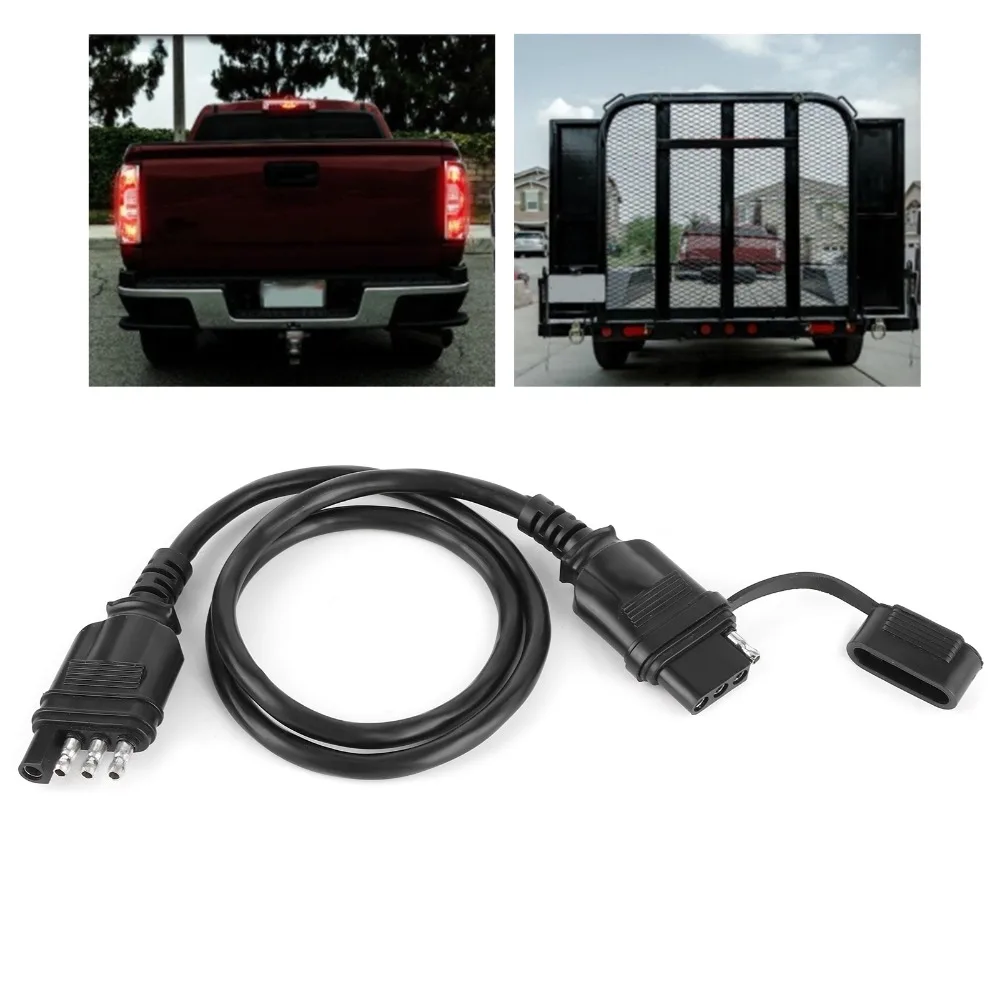 32in Length 4 Pin Flat Extension Cable 4 Pin Flat Wire Plug Male Female Connector RV Trailer Connector Boat Connection