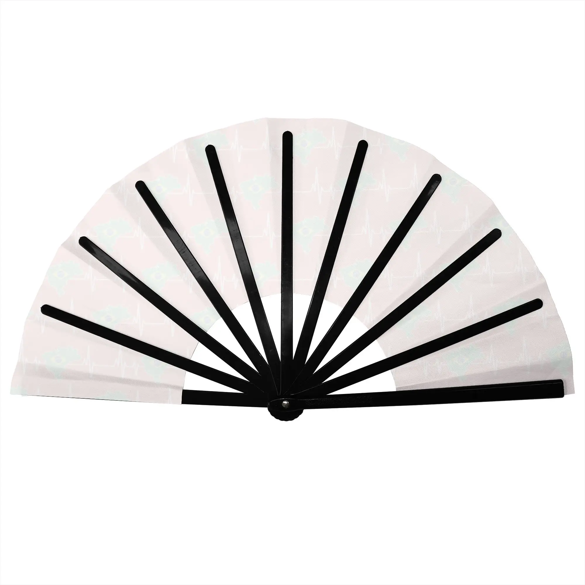 Heartbeat Design Brazilian Flag Brazil Stylish Hand Fan Brazilian Proud Printed Polyester Fan Vintage For Wedding Party Gift