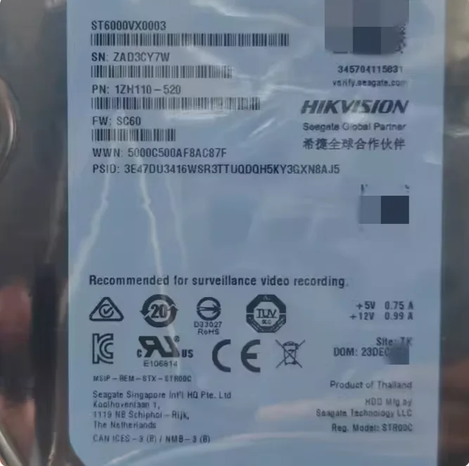 

Для серверов и настольных ПК NAS с мониторингом, 6 ТБ, SATA, 3.5, модели ST6000VX0003, ST6000VX0023, ST6000VX0001