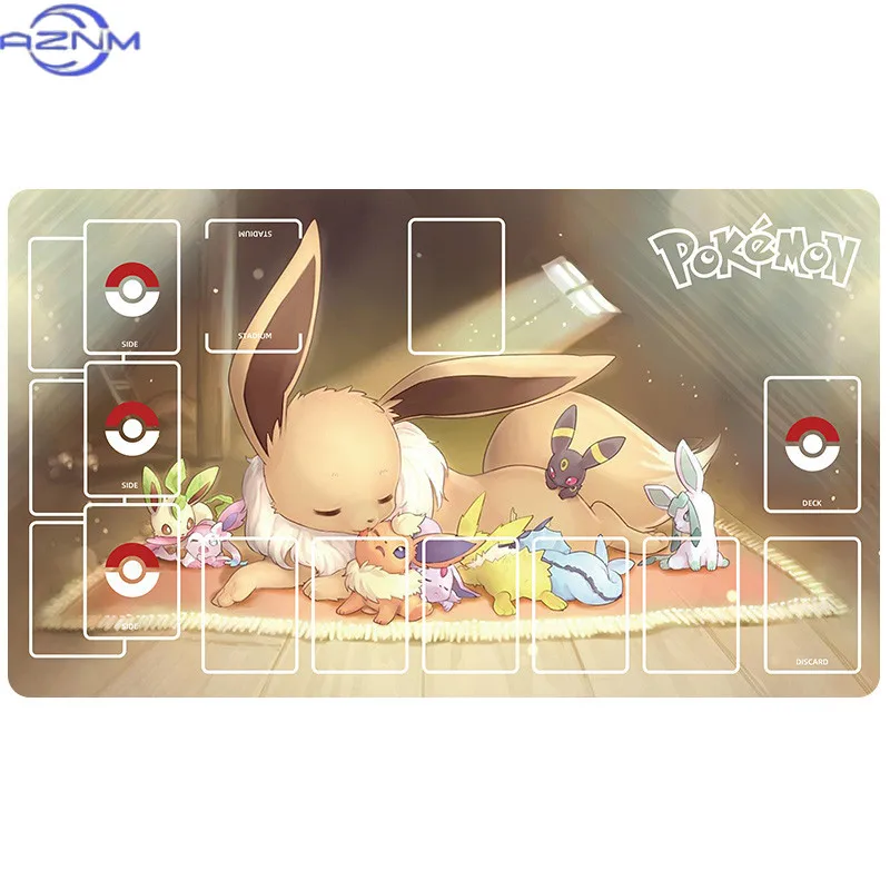 Pokemon Dark Sky Flying Dragon TCG Playmat with Card Zone Layout,Anti Slip Waterproof Mouse Pad