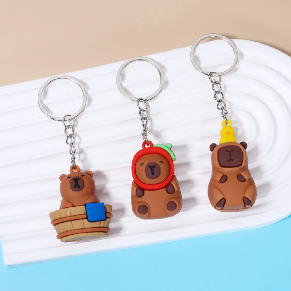 Bag Accessories PVC Capybara Key Ring Mental Waterproof Cartoon Keychain Turtle Lightweight Animal Pendant School