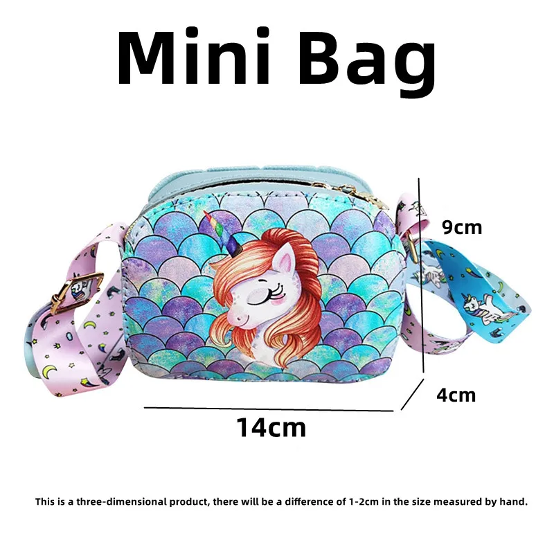 Girls Shoulder Bag Cartoon Rainbow Unicorn PU Phone Bag Baby Children's Single Shoulder Messenger Parent-child Accessories Bag