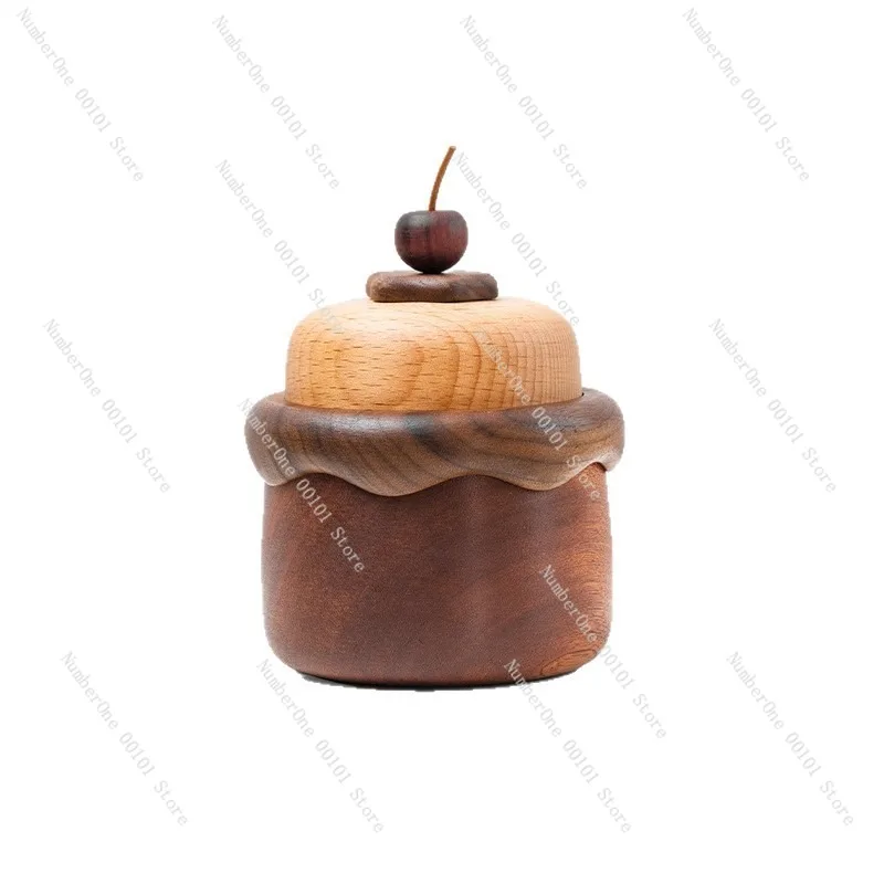 Creative Solid Wood Toothpick Holder Floss Box Cotton Swab Jar Decorative Desktop Ornament Home Living Room Tabletop Organizer