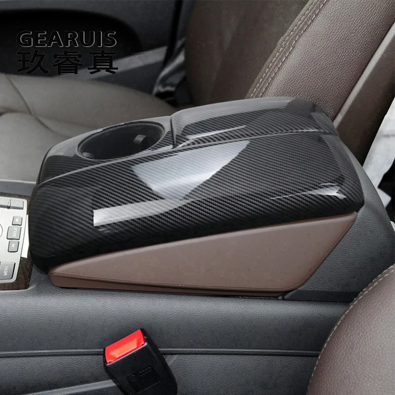 

For Audi Q7 4l 2006-2015 Carbon fiber Car Center Console Tidying Armrest Box Panel Cover Sticker Styling Interior Accessories