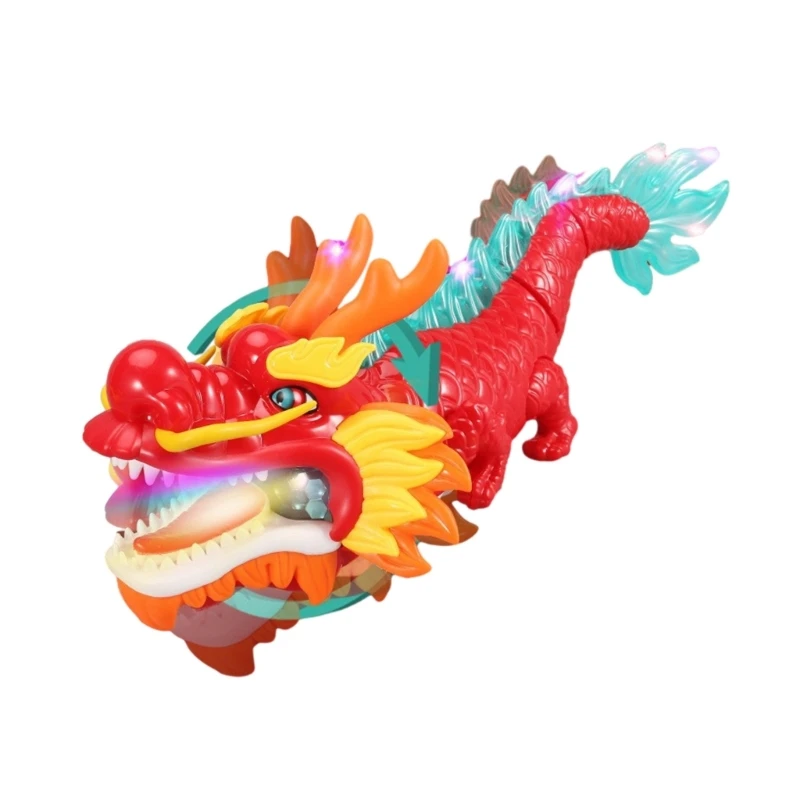 Dance Dragon Electronic Toy Action Figure Moving & Walking Robot Chinese Dragon Realistic Plastic Model Kids Boys Girls