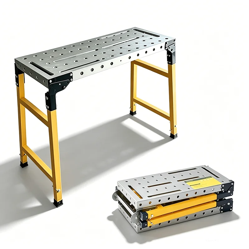 Most Popular Foldable Galvanized Steel Extendable Work Platform Ladder 500kg Load Capacity  for Printing Shops and Hotels