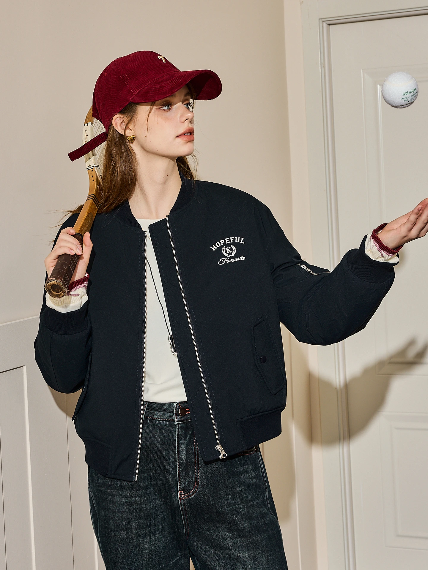 Three-Proof Fabric American College Style Baseball Jacket Cotton Coat Women's Winter New Anti-Aging Fashionable Coat