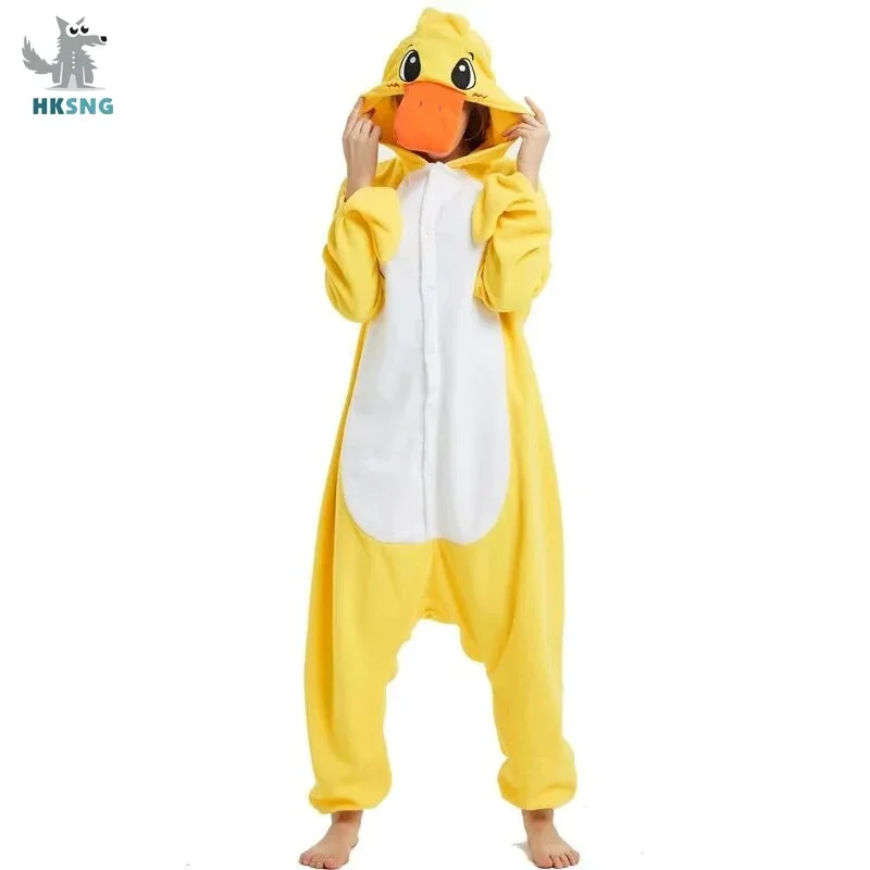 Cos72 الكبار Kigurumi بطة صفراء نيسيي الكرتون بيجامة من الصوف الحيوان هالوين زي حفلة حللا مقنعين بيجامة 72Cos #1