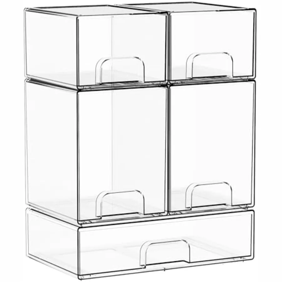 

5 Set Clear Stackable Storage Drawers and Acrylic Drawer OrganizerBPA Free Baby Bottle Organizer for Countertop and Bottle Stat