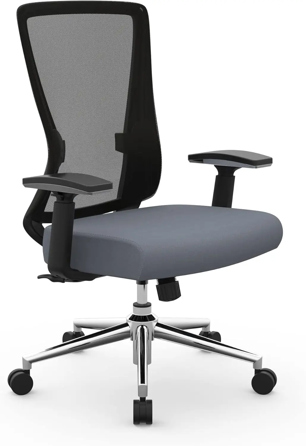 Mesh Vegan Leather Mid Back Task Office Chair Gray Black An Adjustable Tilt Angle and Seat Height Let You Customize The Setup