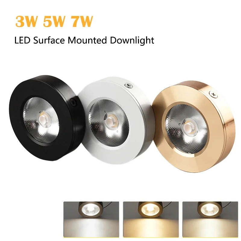 LED Surface Mounted Downlight 3W 5W 7W COB LED Ceiling Spotlight 220V Cabinet Spotlight Cool White Neutral White Indoor Light